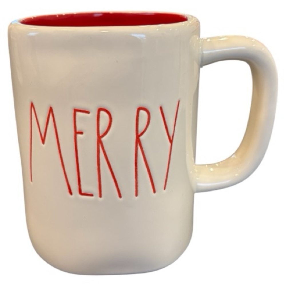 NWOT Rae Dunn Merry White and Red Mug